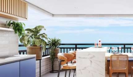 Apartamento 1 quarto sendo Suíte - Lazer completo - 65m²- Frente Mar - Flórida - Praia Grande - RP346