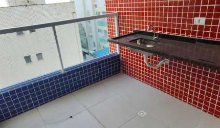 Vila Caiçara, apto novo 2 quartos, 1 suíte, sacada gourmet, piscina.