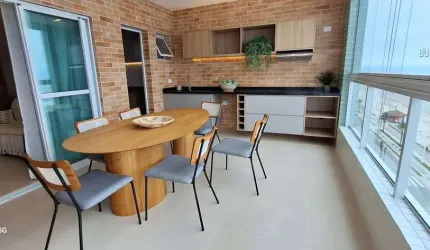 Apartamento 3 dormitórios sendo 1 suíte + lavabo frente mar em Mongaguá