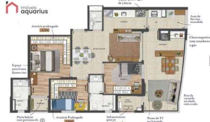Apartamento no condomínio Marinella Exclusive  com 3 dormitórios à venda, 92 m² por R$ 1.170.000 - Jardim Apolo - São José dos Campos/SP