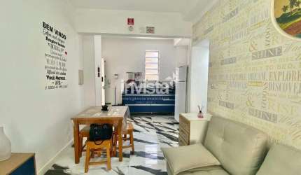 Apartamento 1 dormitório de frente a praia do Embaré mobiliado