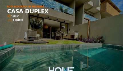 Kanui Milagres - Linda Casa Duplex com 3 suítes e piscina privativa, mobiliada e decorada