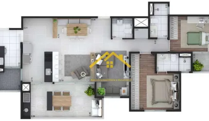 Apartamento com 3 dormitórios à venda, 103 m² por R$ 1.180.000,00 - Vila Assunção - Santo André/SP