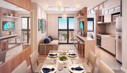 Apartamento moderno à venda na Cidade Industrial: 1 quarto, 1 sala, 1 banheiro e 1 vaga de garagem - 44,08 m².