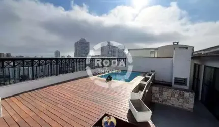 Residencial Pentágono: Cobertura de Luxo de 2 Quartos na Ponta da Praia, Santos-SP - 213m², 2 Suítes, 3 Salas, 3 Banheiros, 2 Vagas de Garagem!