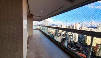 Apartamento de luxo para locação no Embaré, Santos-SP: 3 quartos, 3 suítes, 2 salas, 5 banheiros, 3 vagas, 190m².