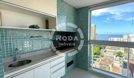 Apartamento para locação de alto padrão em Santos-SP, bairro Aparecida: 3 quartos, 1 suíte, 2 salas, 3 banheiros, 3 vagas, 141m².