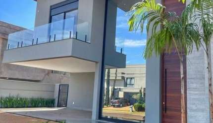 Imponente sobrado novo altíssimo padrão para venda no charmoso Alphaville em Bonfim Paulista, 3 suítes 1 master, gourmet e piscina em 370 m2 construíd