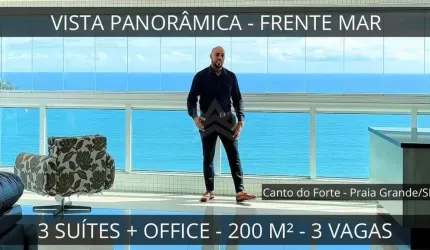 Apartamento 3 Suítes frente mar para Locação em Canto do Forte Praia Grande - SP