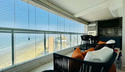 Apartamento 3 quartos frente mar no jardim do mar Boqueirão, Praia Grande - SP
