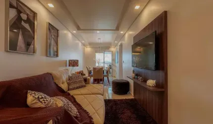 Apartamento Mobiliado com 3 Quartos, Vista Mar e lazer- Guilhermina Praia Grande