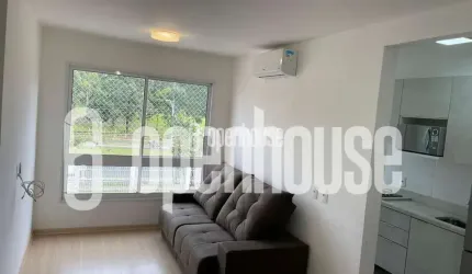 Apartamento com 56m² 2 dormitórios 1 suíte 3 ar-condicionado cozinha com churras