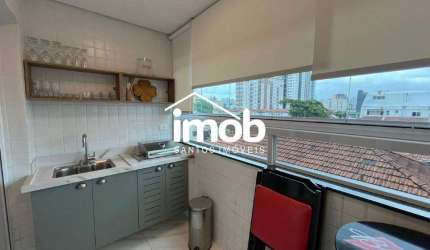 Apartamento de 2 dormitórios à venda, porteira fechada, com vista livre e lazer, 60 m² - Macuco, Santos/SP