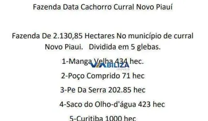 Fazenda no Piaui 2.130 hec para extração de ferro e energia eólica