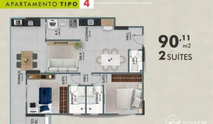 Apartamento com 2 quartos à venda na Vila Guilhermina Praia Grande/SP