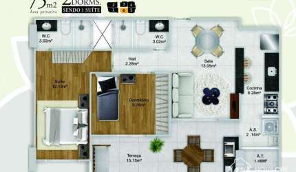Apartamento com 2 quartos à venda na Vila Guilhermina Praia Grande/SP