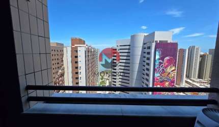 Apartamento Flat 1 quarto sala cozinha americana e varanda vista mar 38 metros Tulip Inn Fortaleza