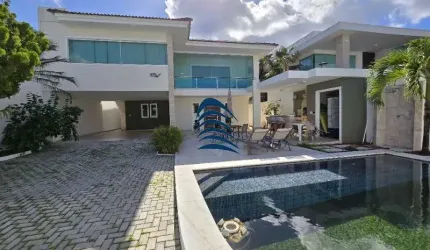 CASA LUXUOSA DÚPLEX, NASCENTE, 4 DORMITÓRIOS SENDO 3 SUÍTES, 4 VAGAS, PISCINA E ÁREA GOURMET COM CHURRASQUEIRA NO CONDOMÍNIO DE VILAS DO ATLÂNTICO