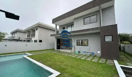 Casa recém construída no ALPHAVILLE LITORAL NORTE 1 4 suítes sendo 3 no pavimento superior e 1 no térreo. Suítes do pavimento superior com closet