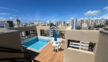Cobertura Vista Mar Pituba com 04 pavimentos e 211m² no Residencial Rio Branco - 3 suítes - Norte Sul - Bem ventilado