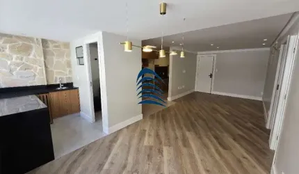 Apartamento 2 suítes Alphaville I, nascente, andar intermediário, 68m2, com 2 banheiros, reformado, lavabo, varanda integrada, 2 vagas de garagem.  Pi