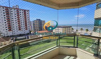 Apartamento em Mongaguá, bairro Jardim Marina, 1 suíte, banheiro social, sacada com churrasqueira, vista para o mar, Residencial com lazer completo, piscina aquecida.