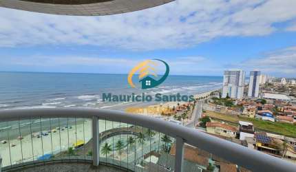 Apartamento alto padrão para locação definitiva em Mongaguá, bairro Vera Cruz, 2 dormitórios sendo 1 suíte, terraço gourmet com vista para o mar, 1 vaga garagem, Residencial frente ao mar e com lazer 