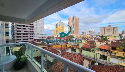 Apartamento mobiliado em Mongaguá, bairro Centro, 2 dormitórios sendo 1 suíte, sacada vista mar, Residencial com lazer completo no coração da cidade!