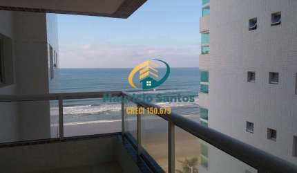 Apartamento em Mongaguá, bairro Centro, semi mobiliado, 2 dormitórios sendo 1 suíte, sacada vista mar, Residencial com lazer completo frente ao mar.