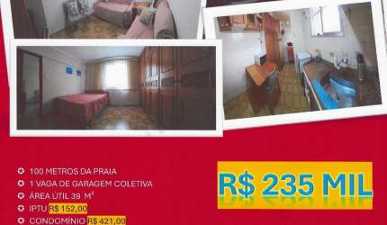 OPORTUNIDADE! APARTAMENTO DE 1 DORMITÓRIO 100 METROS DA PRAIA