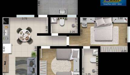 Apartamento com 2 dormitórios à venda, 59 m² por R$ 292.800,00 - Jardim Wanel Ville V - Sorocaba/SP