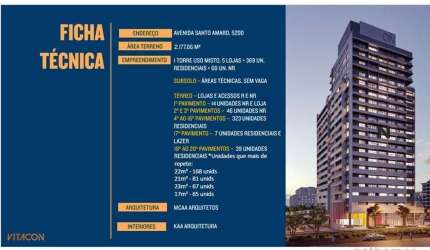 Apartamento com 1 quarto à venda na Avenida Santo Amaro, 5200, Santo Amaro, São Paulo, 22 m2 por R$ 359.000