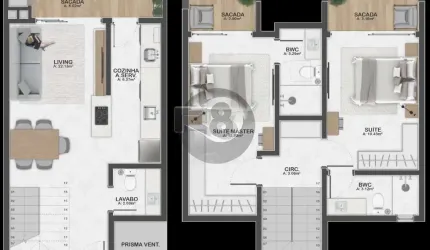 Duplex 2 suítes, 2 vagas, 89m² privativos!