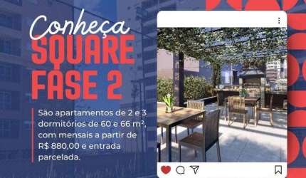 Apartamento Garden Duo c/ 60m² na planta no Cond. Square em Carapicuíba/SP