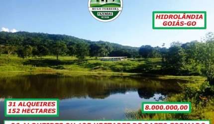 FAZENDA EM HIDROLÂNDIA/GO-NASCENTES- REPRESAS – CÓRREGO-DUPLA APTIDÃO-