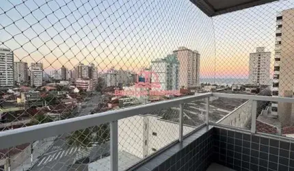 Apartamento para alugar  Mirim, Praia Grande - SP 1 quarto com sacada, gourmet