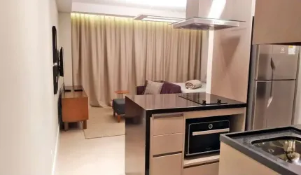 Apartamento de 43m² com terraço à venda, Brooklin, Mobiliado, 1 Suíte, 1 Vaga para auto, Piscina Aq