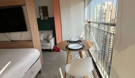 Studio de 25m² MOBILIADO à venda, Indianópolis, São Paulo, SP. 1 Suíte, Cozinha integrada e Equipad