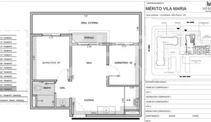 APARTAMENTO COM 2 QUARTOS E 1 VAGA DE GARAGEM À VENDA NA VILA MARIA BAIXA