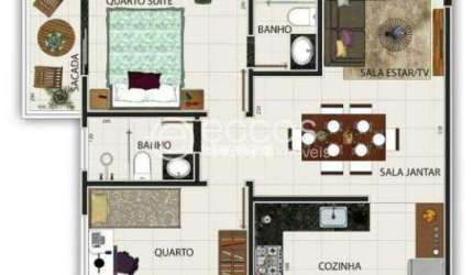 Apartamento à venda, 2 quartos, 1 suíte, 1 vaga, Santa Mônica - Uberlândia/MG