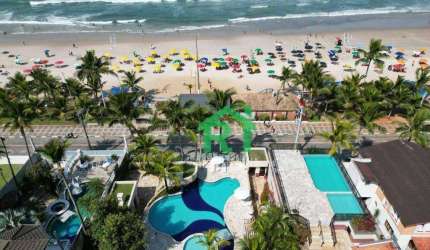Apartamento pé na areia com 3 suítes, 2 vagas, área de lazer, Tombo - Guarujá/SP