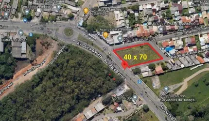Terreno de esquina, plano e com Grande potencial para Comércio, Medindo 40 x 70. Próximo a todo comercio local. A Zona Sul de Porto Alegre é a região que mais valoriza na Capital dos Gauchos. &lt;BR&g