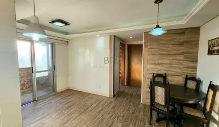 APARTAMENTO SEMIMOBILIADO COM 02 DORMITÓRIOS , SACADA COM CHURRASQUEIRA