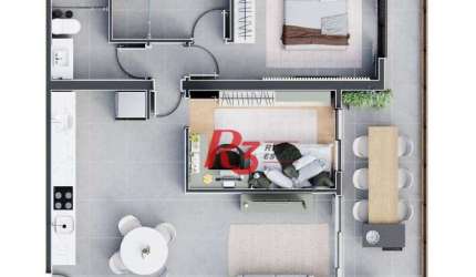 Apartamento à venda, 75 m² por R$ 1.046.420,00 - José Menino - Santos/SP