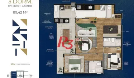 Apartamento com 3 dormitórios à venda, 89 m² por R$ 1.220.000,00 - Marapé - Santos/SP