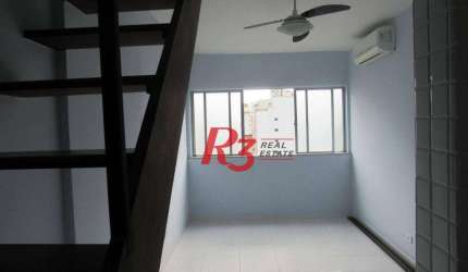 R3 REALESTATE VENDE OU ALUGA!  Cobertura Duplex de Frente com 105m2 venda por R$ 640.000 ou aluguel por R$ 4.000/mês - José Menino - Santos/SP