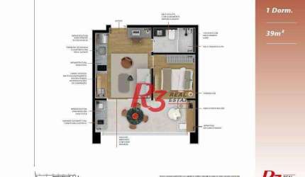 Studio à venda, 39 m² por R$ 625.000,00 - Boqueirão - Santos/SP