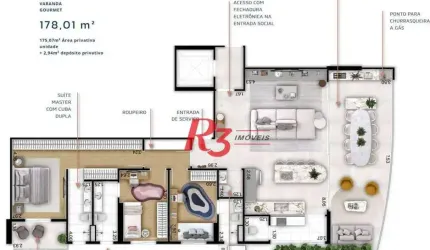 Apartamento à venda, 178 m² por R$ 2.328.822,84 - Boqueirão - Santos/SP
