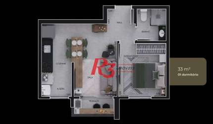 Apartamento com 1 dormitório à venda, 33 m² por R$ 290.000 - Macuco - Santos/SP