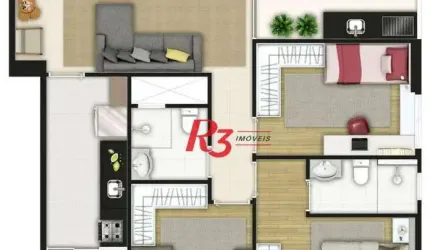 Apartamento com 3 dormitórios à venda, 78 m² por R$ 973.000 - Boqueirão - Santos/SP